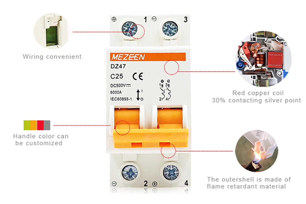 32A/2p DC MCB/Circuit Breakers Manufacturer Color Custom-Made