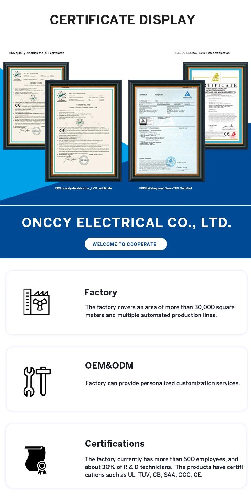 Onccy DC Surge Protector Device 40ka 1000V/1500V Type1+2/ Type2 DC Surge Protective Device Surge Protector SPD